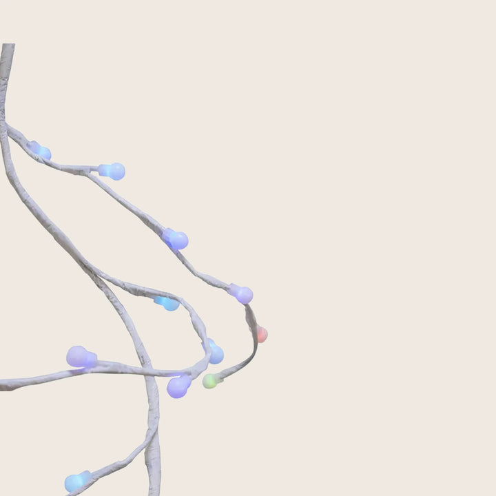 6' Multicolor Gumball Light White Birch Vine Garland