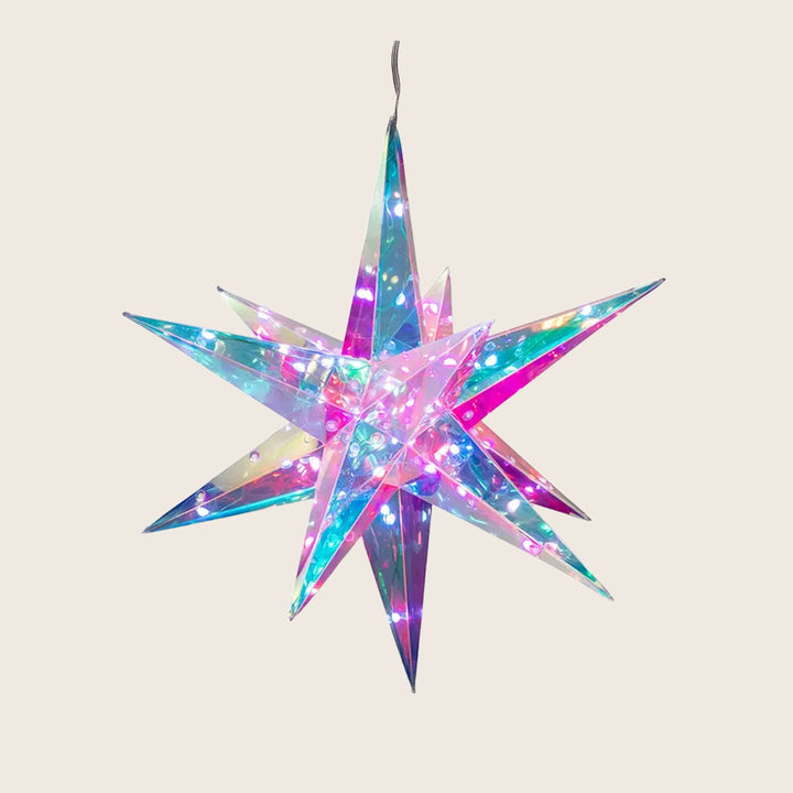 14.5" Lighted Magical Iridescence Holographic Foldable Starburst + Remote
