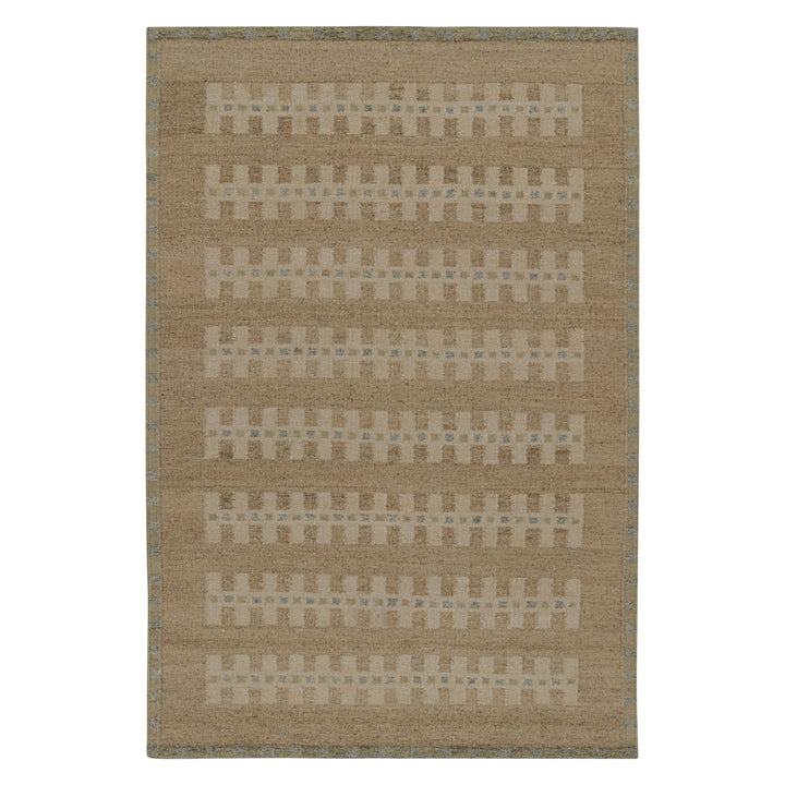 Beige Swedish Inspired Wool Flatweave Rug - 6'2" x 9'