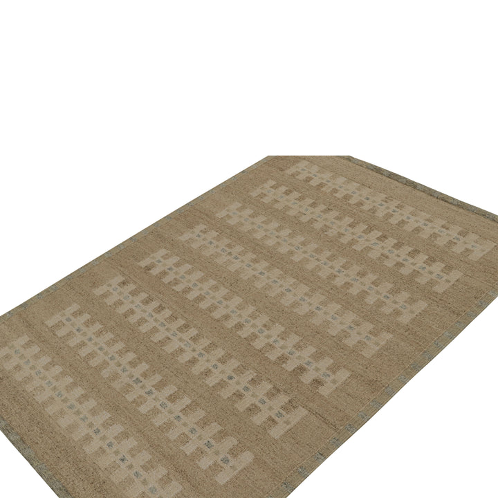 Beige Swedish Inspired Wool Flatweave Rug - 6'2" x 9'
