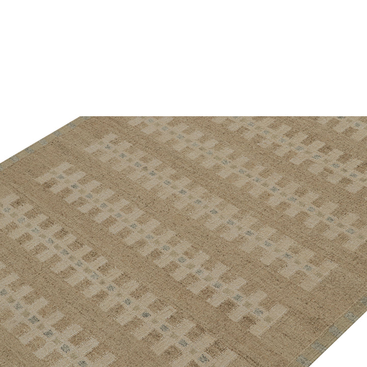 Beige Swedish Inspired Wool Flatweave Rug - 6'2" x 9'