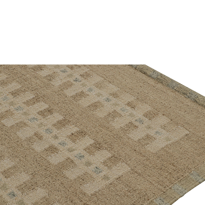 Beige Swedish Inspired Wool Flatweave Rug - 6'2" x 9'