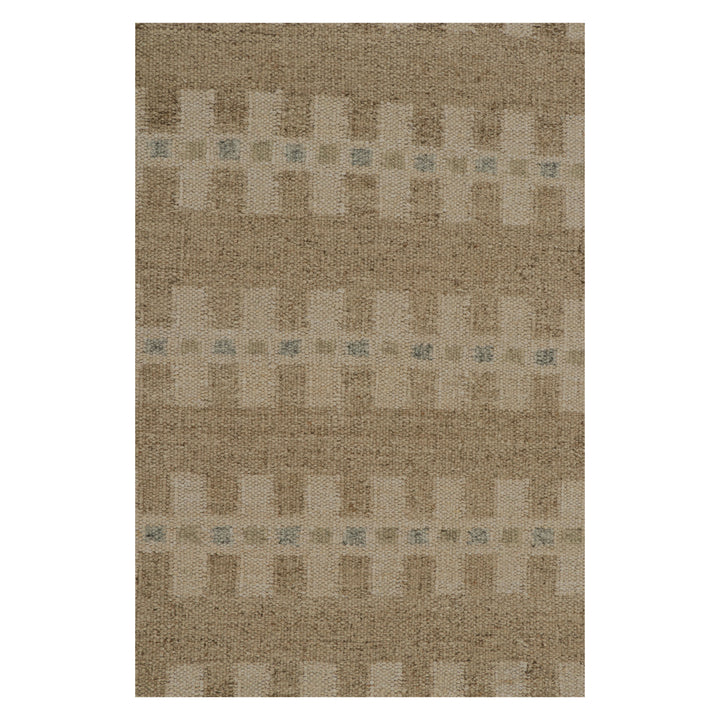 Beige Swedish Inspired Wool Flatweave Rug - 6'2" x 9'