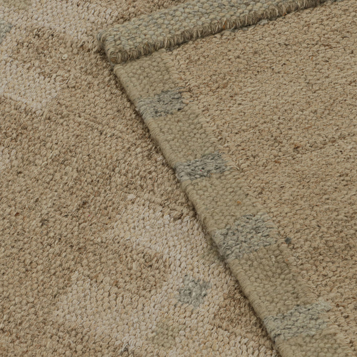 Beige Swedish Inspired Wool Flatweave Rug - 6'2" x 9'