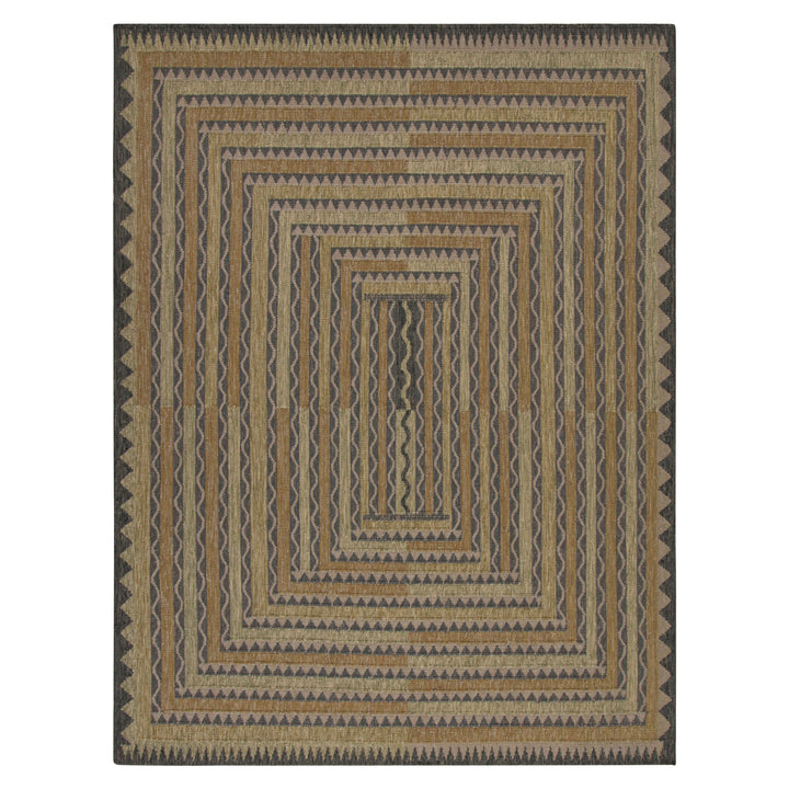 Brown Swedish Inspired Wool Flatweave Rug - 9'2" x 12'2"