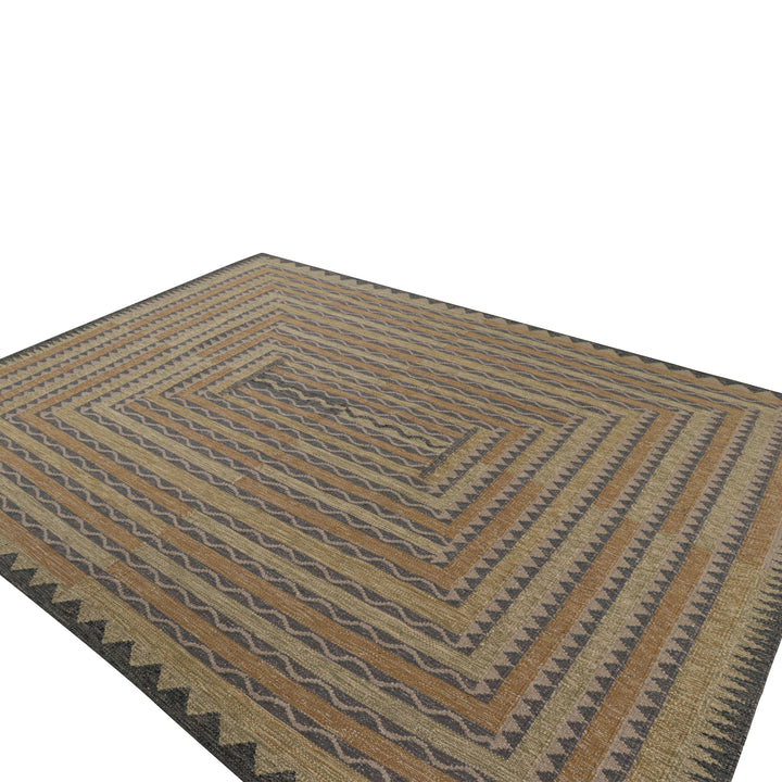 Brown Swedish Inspired Wool Flatweave Rug - 9'2" x 12'2"