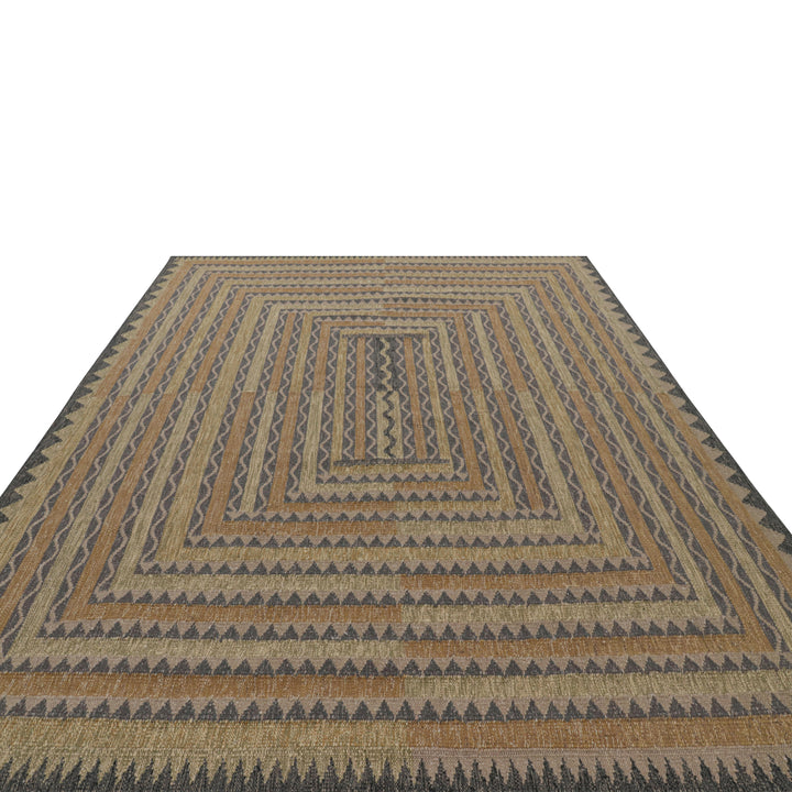Brown Swedish Inspired Wool Flatweave Rug - 9'2" x 12'2"
