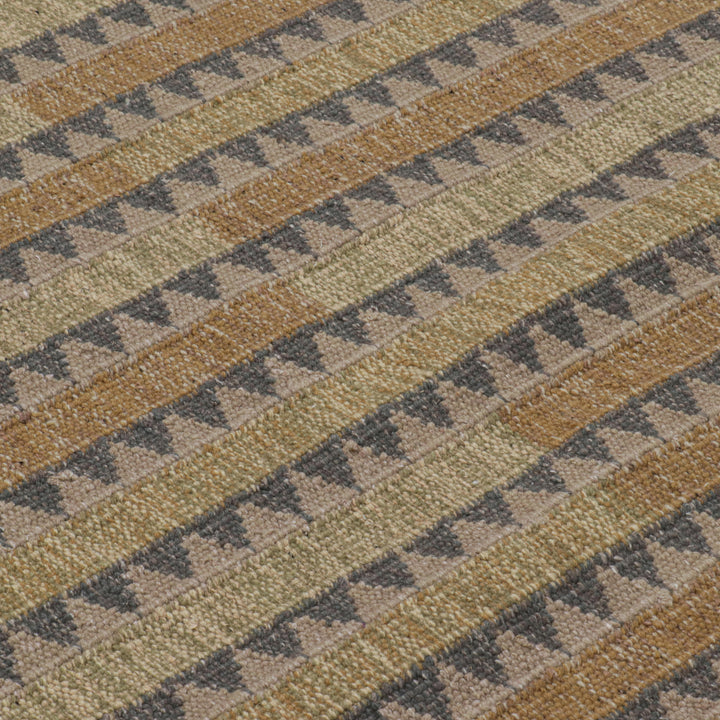 Brown Swedish Inspired Wool Flatweave Rug - 9'2" x 12'2"