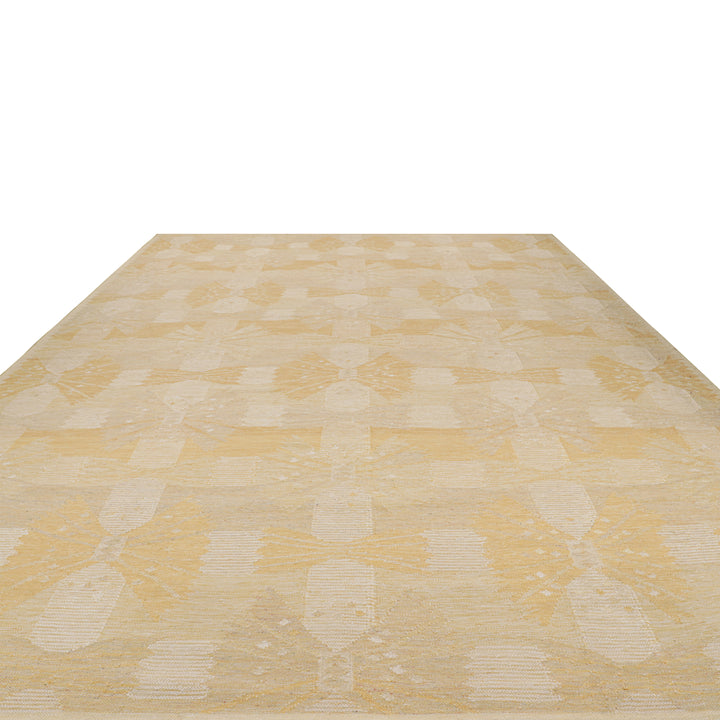Gold Swedish Inspried Wool Flatweave Rug - 13'9" x 18'3"