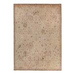 Natural Traditional Silk Wool Linen Blend Rug - 8'11" x 12'2"