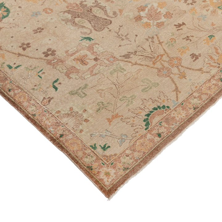 Natural Traditional Silk Wool Linen Blend Rug - 8'11" x 12'2"