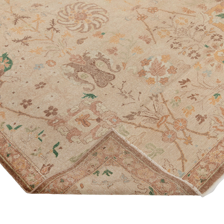 Natural Traditional Silk Wool Linen Blend Rug - 8'11" x 12'2"