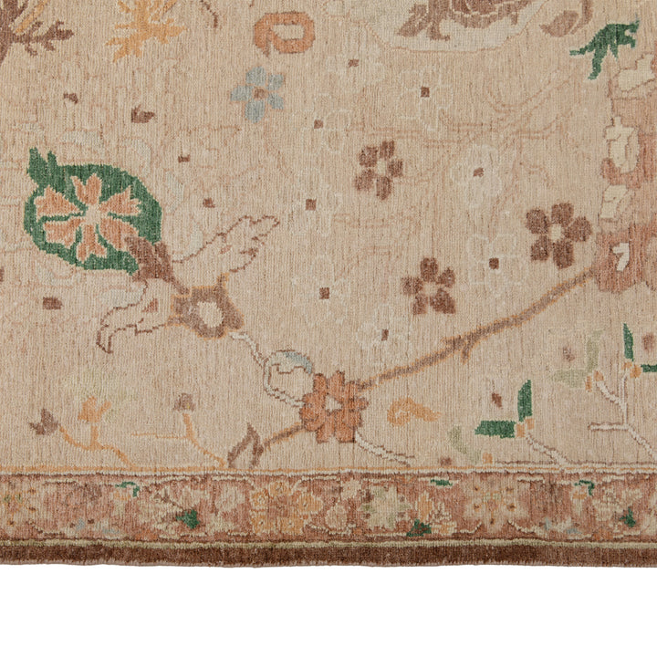 Natural Traditional Silk Wool Linen Blend Rug - 8'11" x 12'2"