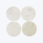 White Marble Round Coasters, Set of 4