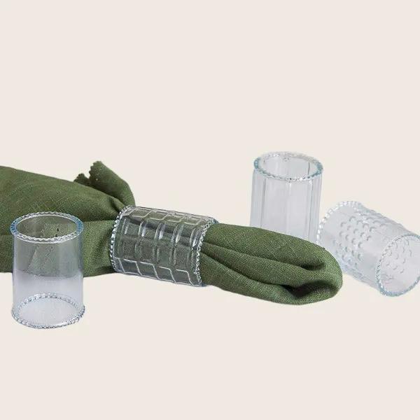 Ruffle Glass Napkin Rings, Set of 4