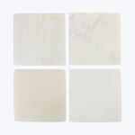White Marble Square Coasters, Set of 4