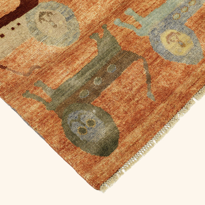 Image for Orange Alchemy Contemporary Wool Silk Blend Rug - 5' x 7'