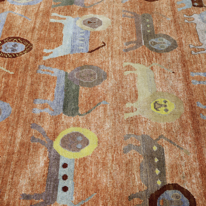 Image for Orange Alchemy Contemporary Wool Silk Blend Rug - 5' x 7'