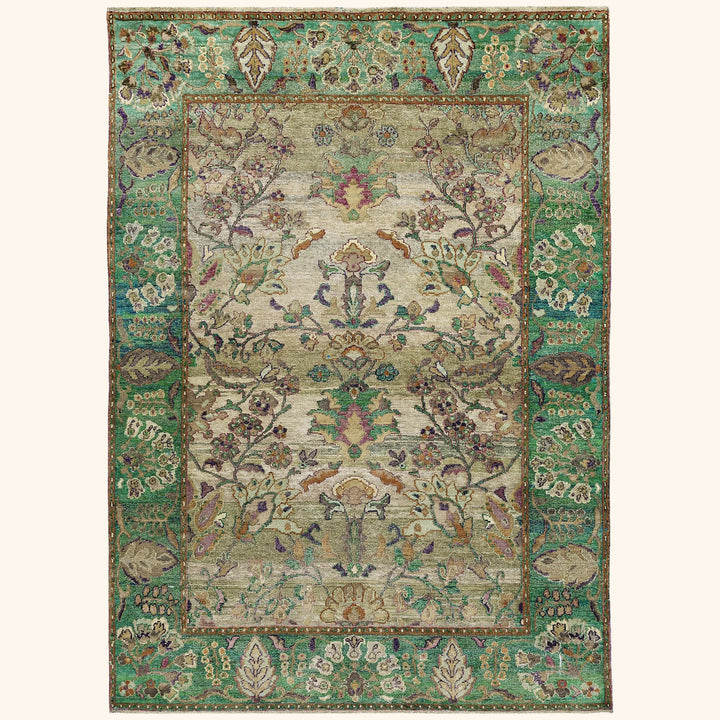 Green Alchemy Traditional Silk Blend Rug - 5' x 7'