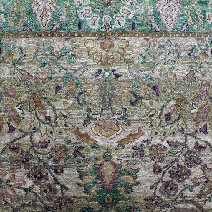 Green Alchemy Traditional Silk Blend Rug - 5' x 7'
