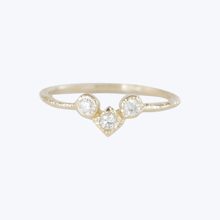 Treasure Dainty V Shaoe Ring with Diamonds Ring
