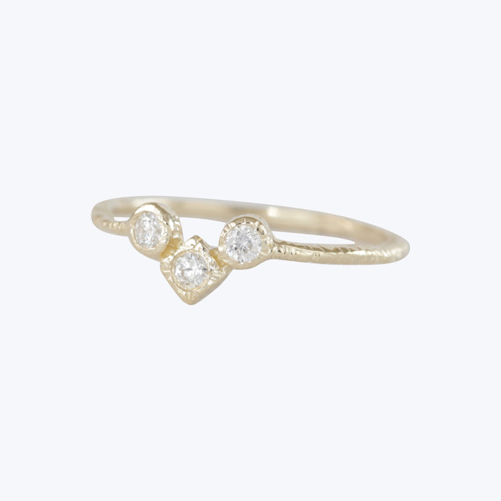 Treasure Dainty V Shaoe Ring with Diamonds Ring