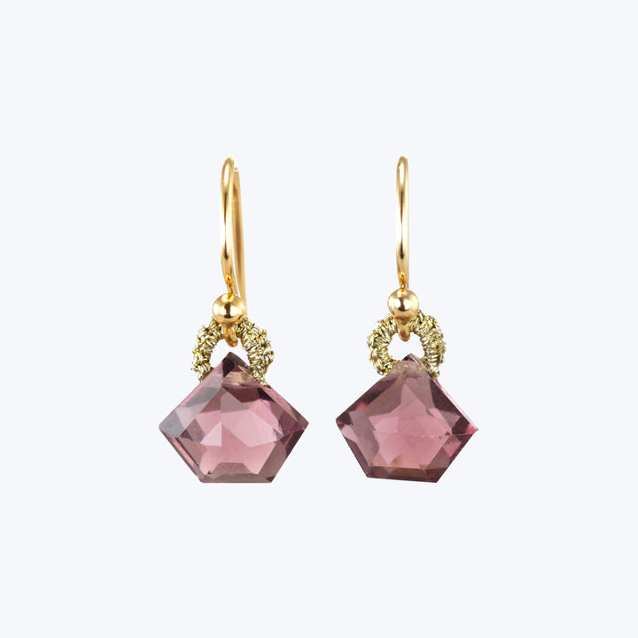 Pentagon Gems Earrings-Plum Glass Earrings