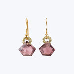 Pentagon Gems Earrings-Plum Glass Earrings
