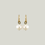 Globe Drop Earrings - 9.5mm White Pearl