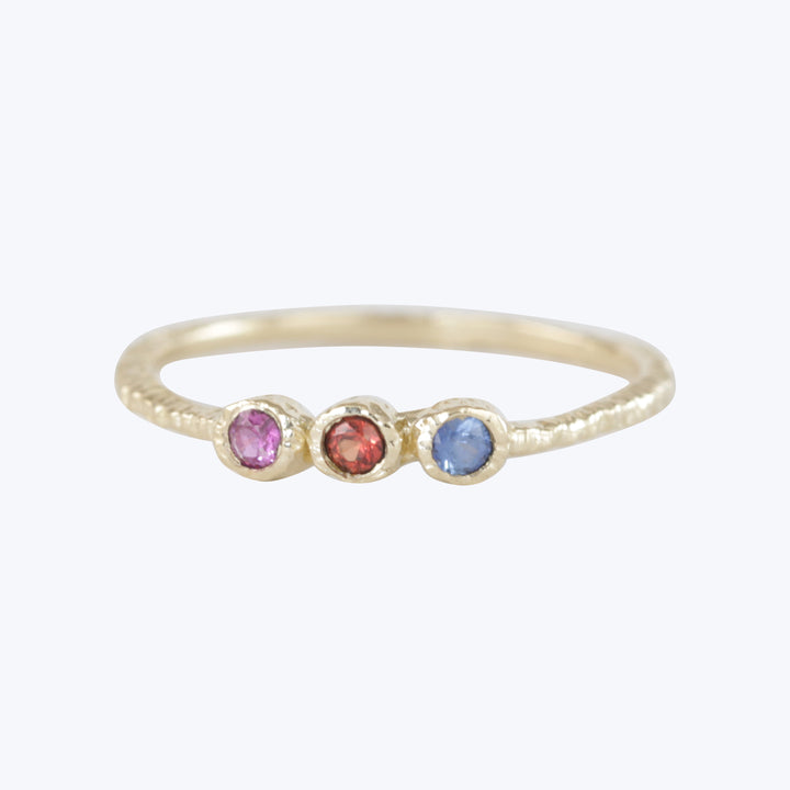 Treasure Dainty Ring - Triple 2Mm Mix Sapphires Ring