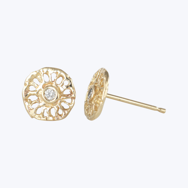 Round Lace Coin Studs - Diamond 1.5Mm Earrings