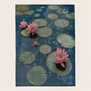 Blue Aurora Contemporary Wool Silk Blend Rug - 9' x 12'
