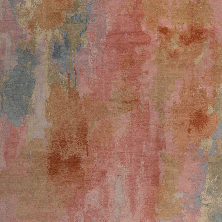 Pink Aurora Contemporary Wool Silk Blend Rug - 9' x 12'