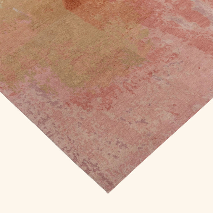 Pink Aurora Contemporary Wool Silk Blend Rug - 9' x 12'