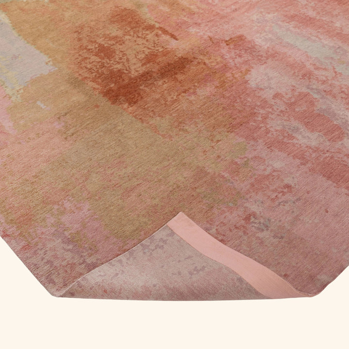 Pink Aurora Contemporary Wool Silk Blend Rug - 9' x 12'