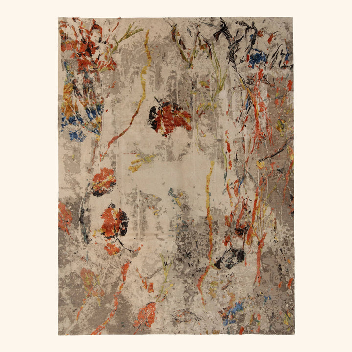 Grey Aurora Contemporary Wool Silk Blend Rug - 9' x 12'