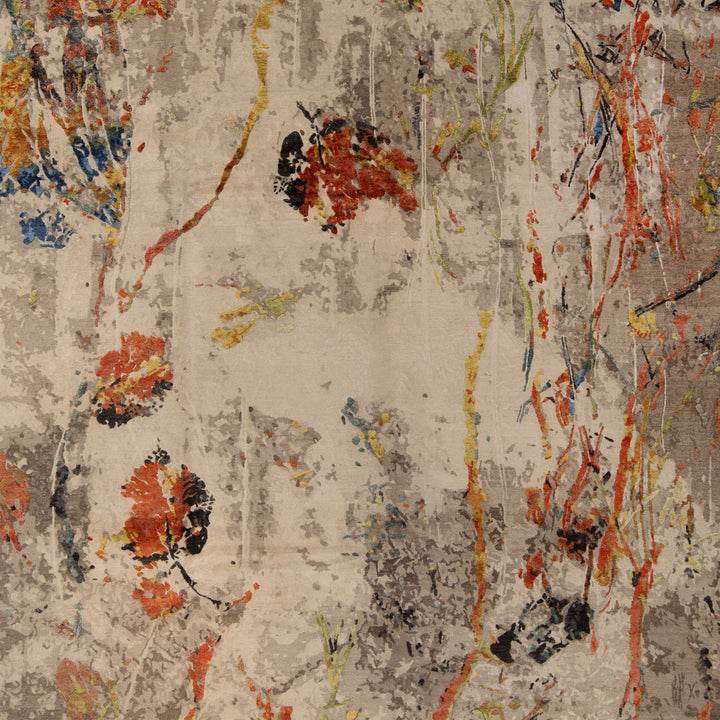 Grey Aurora Contemporary Wool Silk Blend Rug - 9' x 12'