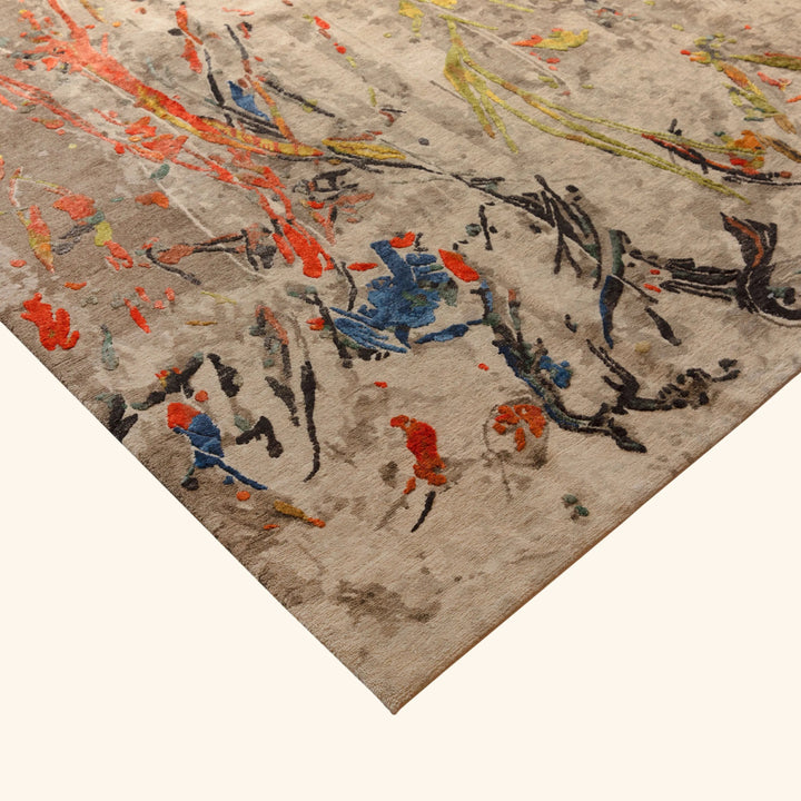 Grey Aurora Contemporary Wool Silk Blend Rug - 9' x 12'