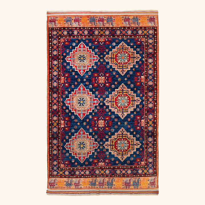 Traditional Kazak Wool Rug - 4'10" x 7'7"