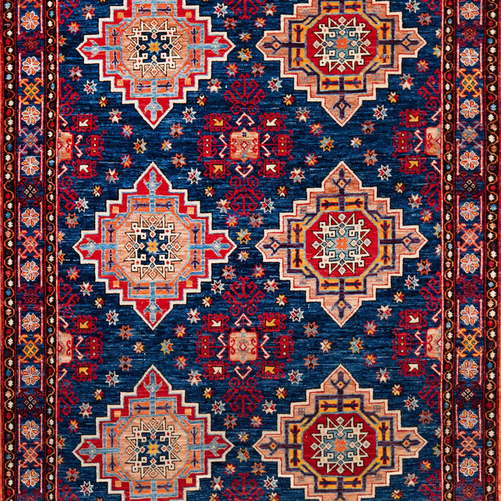 Traditional Kazak Wool Rug - 4'10" x 7'7"