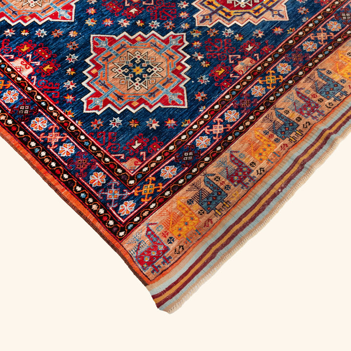 Traditional Kazak Wool Rug - 4'10" x 7'7"