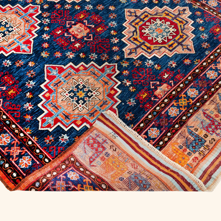 Traditional Kazak Wool Rug - 4'10" x 7'7"