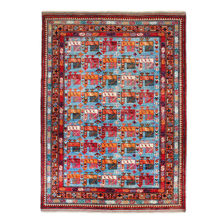 Traditional Afshar Wool Rug - 4'2" x 5'9"