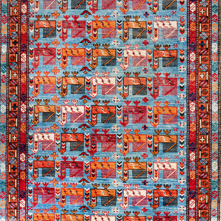 Traditional Afshar Wool Rug - 4'2" x 5'9"