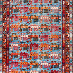 Traditional Afshar Wool Rug - 4'2" x 5'9" - hover