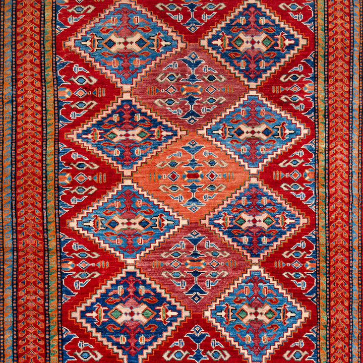 Traditional Kazak Wool Rug - 4'3" x 5'11"