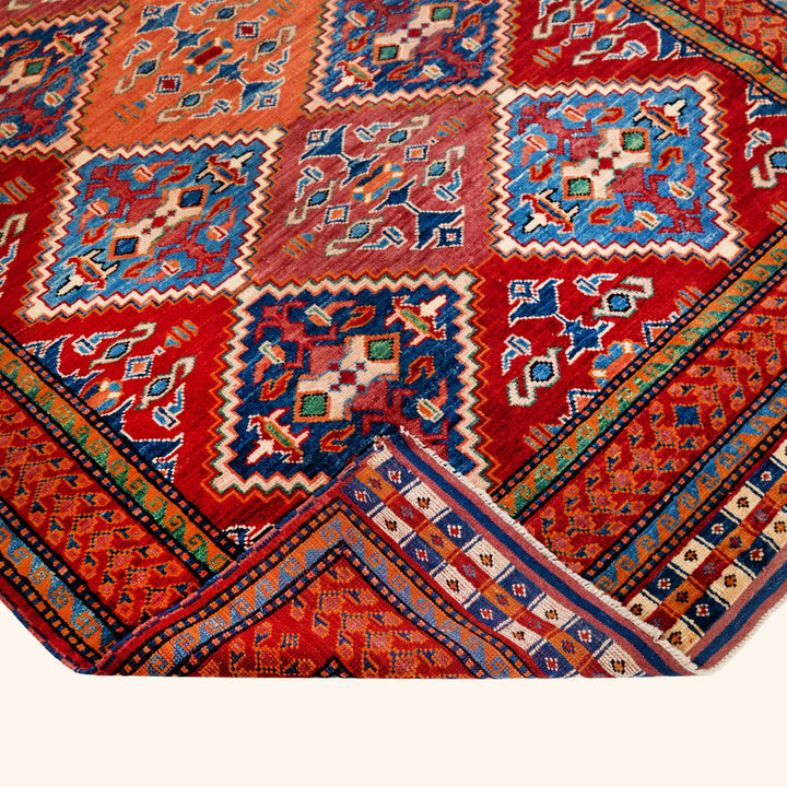 Traditional Kazak Wool Rug - 4'3" x 5'11"