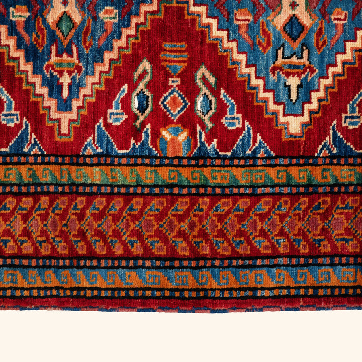 Traditional Kazak Wool Rug - 4'3" x 5'11"