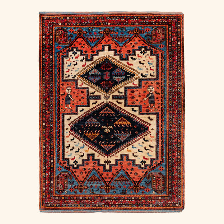 Traditional Kazak Wool Rug - 5'11" x 7'11"