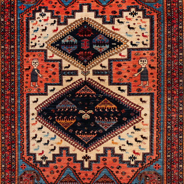Traditional Kazak Wool Rug - 5'11" x 7'11"